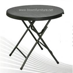 โต๊ะพับหวายเทียมทรงกลม โครงเหล็ก ขนาด 80*74 ซม.