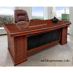 *พร้อมส่ง* โต๊ะทำงานผู้บริหารตัวแอลพร้อมกระจก ขนาด 1.80 และ 2.00 เมตร