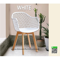 เก้าอี้โมเดิร์นพลาสติกเกรด PP ขาไม้ ขนาด 55x61x83 ซม. ขาว เทา ดำ