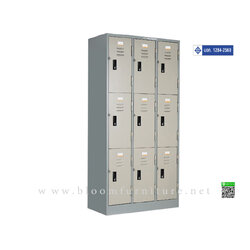 ตู้ล็อกเกอร์เหล็ก 9 ประตูพร้อมกุญแจล็อก ขนาด 92x46x183 ซม. มาตรฐาน มอก.