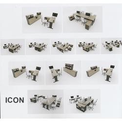 ตัวอย่างชุดสำนักงาน ICON ผิวเมลามีนสีโซลิคตัดเทา ครบทุกความต้องการ