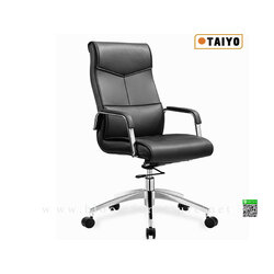 เก้าอี้ผู้บริหารพนักพิงสูงหุ้มหนัง PU ขาอลูมิเนียมปัดเงา ขนาด 61.5x70.5x117 ซม.