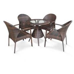 ชุดโต๊ะเก้าอี้หวายเทียม พร้อมเก้าอี้ 4 ตัว