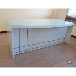 โต๊ะทำงานผู้บริหารสีขาวเคลือบผิวเมลามีน ท็อปกระจก ขนาด 200*90*75 ซม. (งานสั่งผลิต)