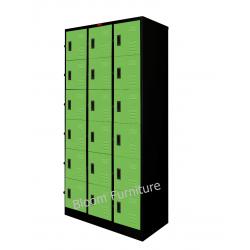 ตู้ล็อกเกอร์เหล็ก 18 ประตู (ไม่มีกุญแจ มีสายยู) ขนาด 91.4*45.7*182.9 ซม.