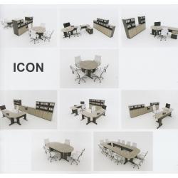 ตัวอย่างชุดสำนักงาน ICON ผิวเมลามีนสีโซลิคตัดเทา ครบทุกความต้องการ