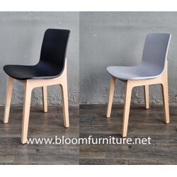 เก้าอี้โมเดิร์น Modern ขาไม้ที่นั่งเสริมพลาสติกฉีดขึ้นรูป ขนาด 47*50*76.5 ซม.
