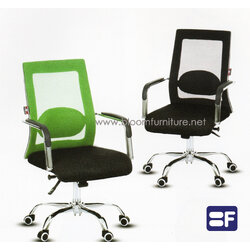 เก้าอี้สำนักงานเบาะเสริมฟองน้ำหุ้มผ้า ขาเหล็กชุบโครเมี่ยม ขนาด 58.5x65.5x97.5-109 ซม.