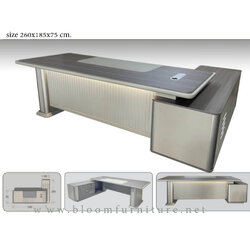 โต๊ะทำงานผู้บริหารตัวแอลพร้อมตู้ข้าง ขนาด 240x95x75 ซม.