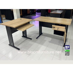 โต๊ะทำงานตัวแอลเข้ามุม หน้าไม้ปิดผิวเมลามีน ขาเหล้ก ขนาดรวม 180x140x75 ซม.