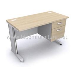 โต๊ะทำงานหน้าไม้เมลามีนขาเหล็ก พร้อมลิ้นชัก รุ่น XENA