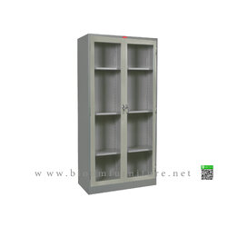 ตู้เหล็กเก็บเอกสารบานเปิดหน้ากระจก มีกุญแจล็อก ขนาด 91.4*45.7*182.9 ซม. (Prelude)