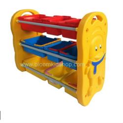 ชั้นวางหนังสือ ตระกร้าเก็บของพลาสติก ชั้นเก็บของเล่นพลาสติก ขนาด 42*95*78 ซม.