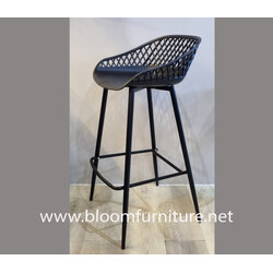 เก้าอี้บาร์สูงขาเหล็ก ที่นั่งพลาสติกฉีดขึ้นรูป