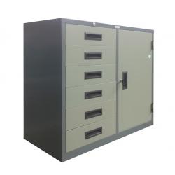 ตู้ลิ้นชักเหล็ก 6 ลิ้นชัก+ 1 บานเปิด พร้อมกุญแจล็อก ขนาด 88*40.7*88 ซม,