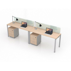 โต๊ะทำงานกลุ่ม โต๊ะ Call Center พร้อม Mini Screen กระจก และ ตู้ลิ้นชัก