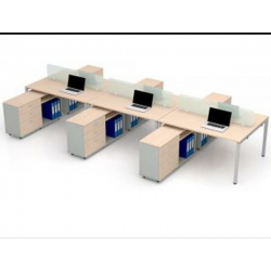 โต๊ะทำงานกลุ่ม ,โต๊ะ Call Center พร้อมตู้เอกสาร และ Mini Screen กระจก