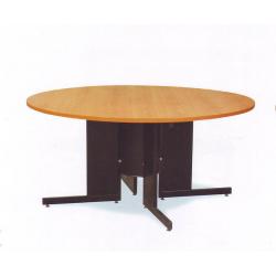 โต๊ะประชุมทรงกลมหน้าไม้ปิดผิวเมลามีน โครงขาเหล็ก