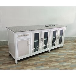 ตู้เคาน์เตอร์ครัวหินแกรนิต โครงอลูมิเนียมเก็บภาชนะ ขนาด 183x57x81 ซม.