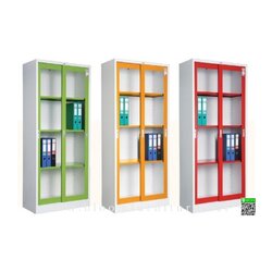 ตู้เหล็กเก็บเอกสารบานเลื่อนกระจกทรงสูง ขนาด 88*46*183 ซม.