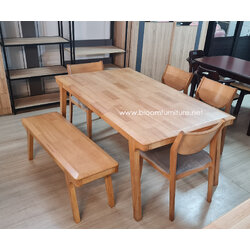 *พร้อมส่ง* ชุดโต๊ะไม้ยางพารา ขนาด 160x90x76 ซม.