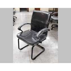 เก้าอี้รับแขกขาโค้ง โครงเหล็ก เบาะเสริมฟองน้ำหุ้มหนัง