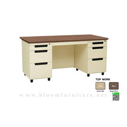 โต๊ะทำงานเหล็กหน้าไม้ ขนาด 153x68x75 ซม.