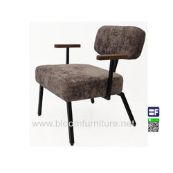 เก้าอี้ Modern โครงเหล็กเบาะนวมหุ้มผ้า สี : น้ำตาล และ น้ำเงิน