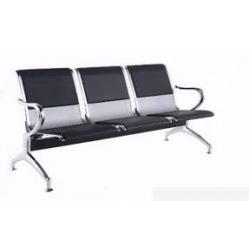 เก้าอี้แถวเบาะหนัง โครงขาเหล็กชุบโครเมี่ยม