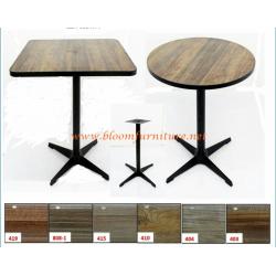 โต๊ะคาเฟ่ โต๊ะอาหารขาเหล็ก หน้าปิดโเก้ลายไม้ กันน้ำ ขนาดโต๊ะ 60 และ 70 ซม.