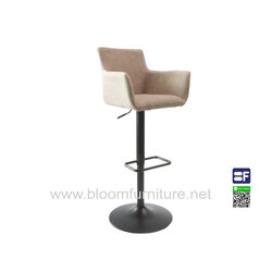 เก้าอี้บาร์สูงหุ้มผ้า โครงเหล็กมีโช๊คปรับสูงต่ำ