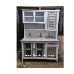 ตู้เคาน์เตอร์ครัวหินแกรนิต โครงอลูมิเนียมเก็บภาชนะ ขนาด 123x59.5x188 ซม.