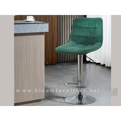 เก้าอี้บาร์สูง เบาะบุฟองน้ำหุ้มผ้า มีโช๊คปรับสูงต่ำ ขนาด 46x51x94 ซม.