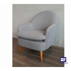 เก้าอี้โมเดิร์น เก้าอี้ร้านกาแฟหุ้มผ้า ขาไม้ ขนาด 68x73x78 ซม.