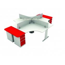 โต๊ะทำงานกลุ่ม Call Center สำหรับ 4 ที่นั่ง ฉากบังตากระจก ขนาด 360x240x75 ซม.