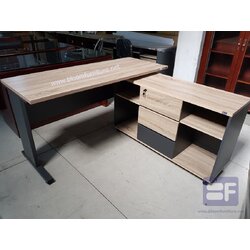 โต๊ะทำงานโครงขาเหล็กผิวเมลามีนพร้อมตู้เอกสารต่อข้าง รุ่น ICON