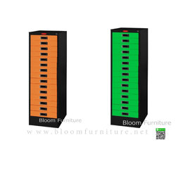 ตู้ลิ้นชักเหล็ก 15 ลิ้นชัก พร้อมกุญแจล็อก สีเขียว และ ส้ม