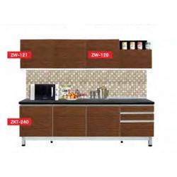 ชุดครัวสำเร็จรูป พร้อมตู้ลอยติดผนัง / Zebrano ขนาด 240 ซม.