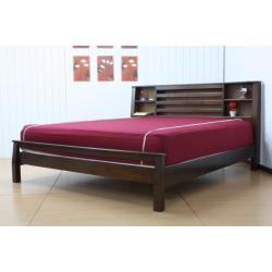 เตียงไม้ยางพารา ขนาด 5 และ 6 ฟุต มีชั้นวางของ