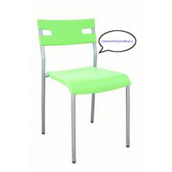 เก้าอี้อาหารโครงเหล็ก ที่นั่งพลาสติกโพลี มีหลายสี - ขายดีที่สุด