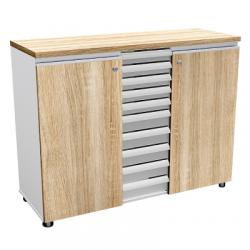 ตู้เก็บเอกสารผิวเมลามีน 2บานเปิด+10ลิ้นชักแยกประเภท ขนาด 107*40*83 ซม.