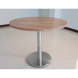 โต๊ะประชุมทรงกลมขาสแตนเลส หน้าโต๊ะผิวเมลามีนเลือกสีได้ ขนาด 60, 75, 80 และ 90 ซม.