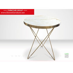 โต๊ะกลมขาเหล็กชุบสีทอง หน้าเรซินลายหิน ขนาด 60x60x65 ซม.