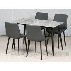 ชุดโต๊ะอาหารโครงเหล็ก หน้าเซรามิคกันน้ำ กันร้อน ขนาด 120*70*75 ซม