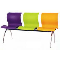 เก้าอี้แถวโพลี โครงขาเหล็กชุบโครเมี่ยม