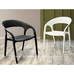 เก้าอี้หวายเทียมพลาสติก PP สีขาว และ ดำ ขนาด 60x60x82 ซม.