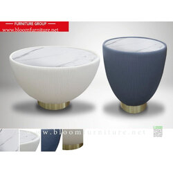 โต๊ะกลางหน้าเซรามิค โครงกสร้างเหล็กหุ้มหนัง ขาล่างทำจากสแตนเลสสีทอง