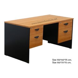 โต๊ะทำงานไม้เคลือบผิวเมลามีน ขนาด 150*60-75*75 ซม.