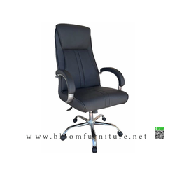 เก้าอี้พนักพิงสูงระดับศรีษะ หุ้มหนังขาเหล็ก ขนาด 65x73x115-123 ซม.