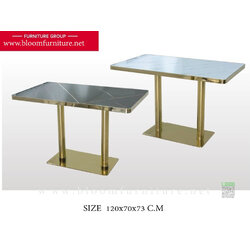 โต๊ะหน้าไม้เคลือบผิวลามิเนทลายหินอ่อน โครงขาเหล็กสีทอง ขนาด 120x70x73 ซม,